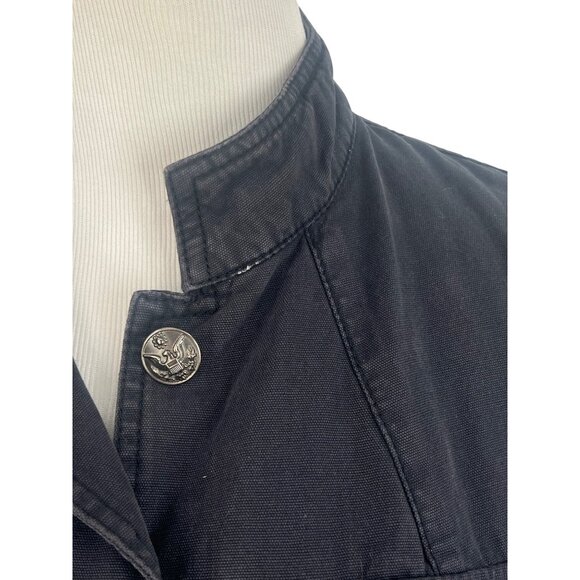 Urban Outfitters Washed Black Patched & Pockets Button Front Military Jacket - Picture 3 of 13